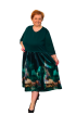Plus size šaty s potlačou mesta - smaragdové